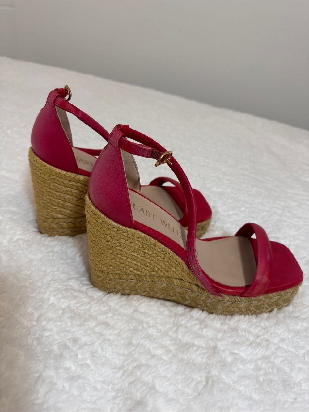 Stuart Weitzman Red Espadrille Wedge Sandals